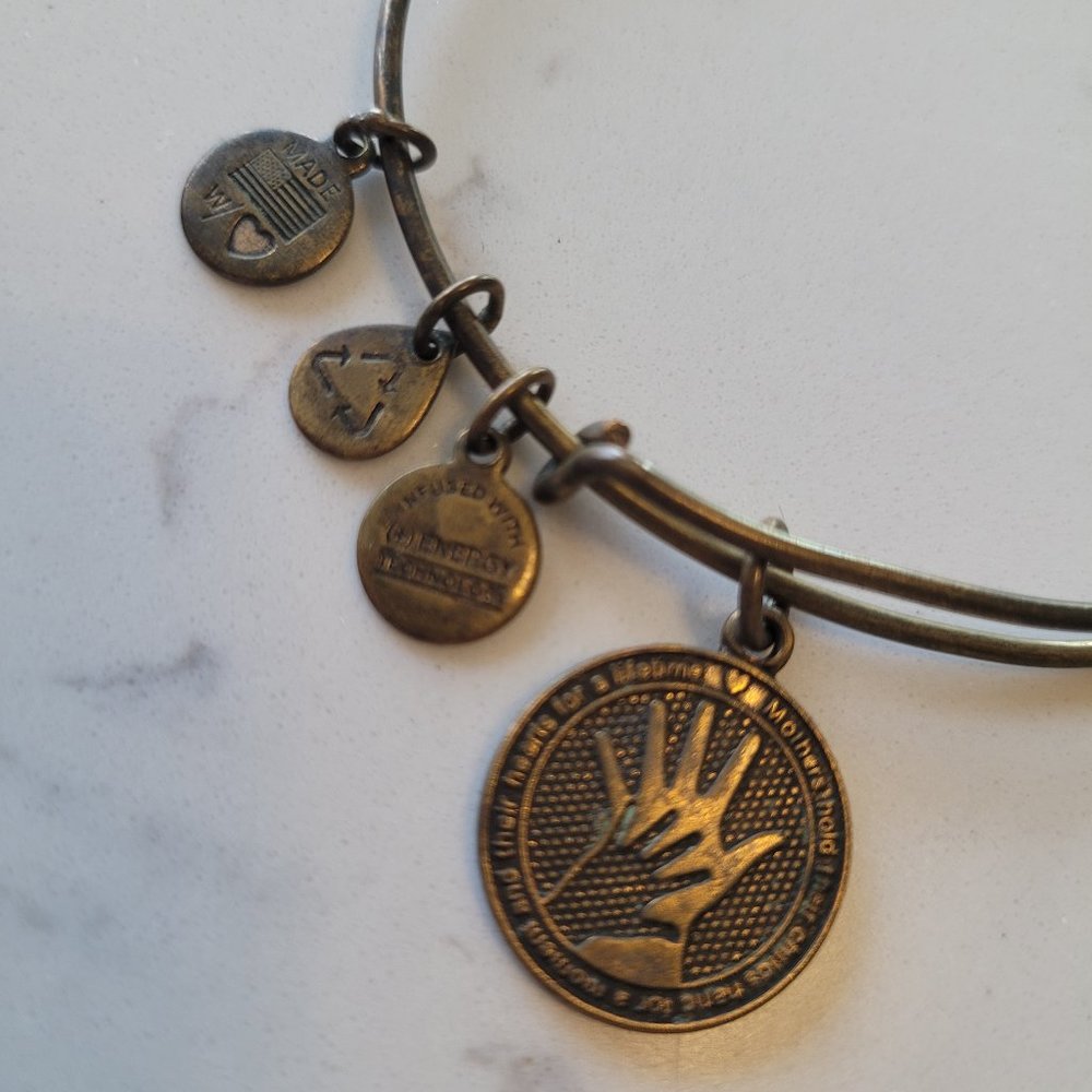 Alex and Ani Charm Bangle Bracelet Mother Child Hands Stackable